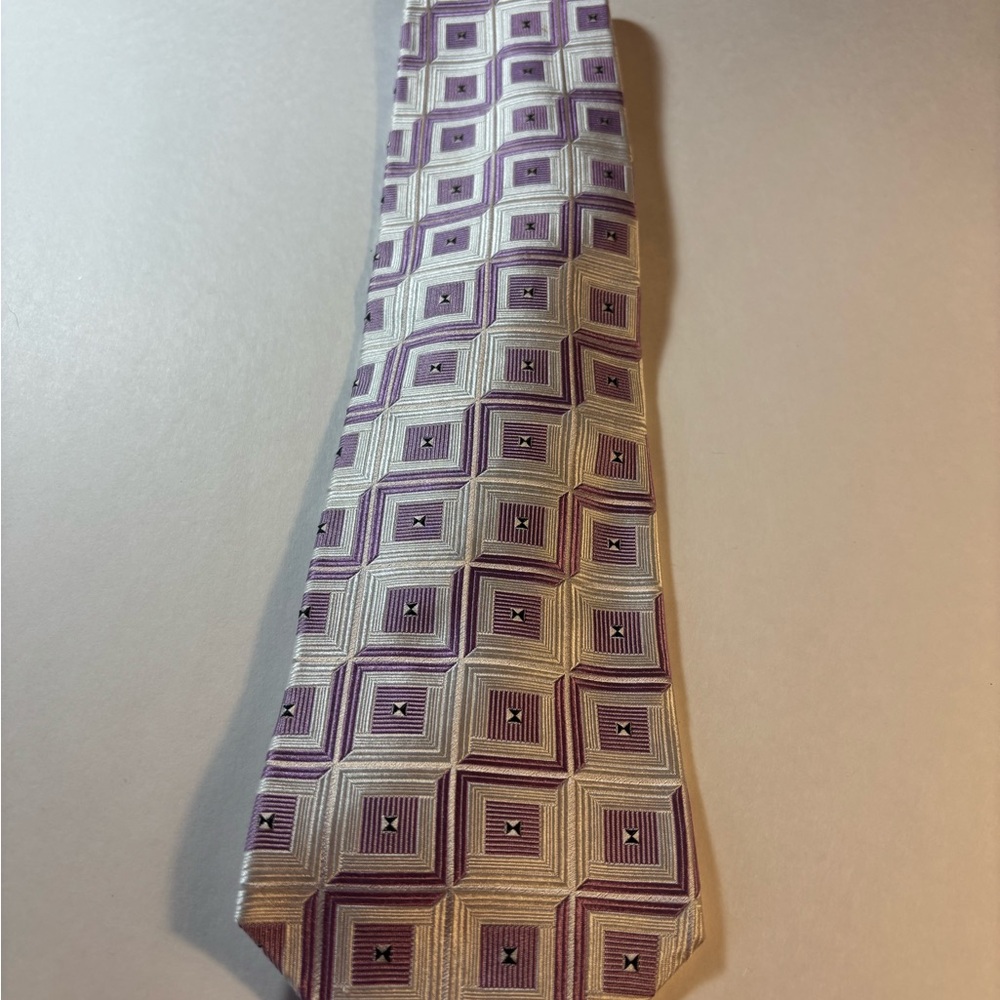 Bachrach silk tie , silver and lavender